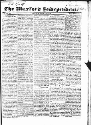 cover page of Wexford Independent published on May 12, 1838