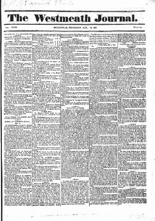 cover page of Westmeath Journal published on May 12, 1825