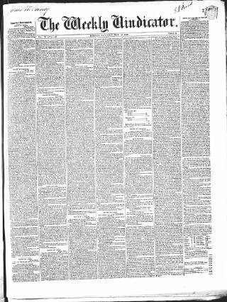 cover page of Weekly Vindicator published on May 12, 1849