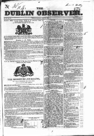 cover page of Dublin Observer published on May 11, 1833
