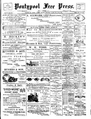 cover page of Pontypool Free Press published on May 11, 1900