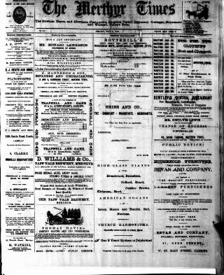 cover page of Merthyr Times, and Dowlais Times, and Aberdare Echo published on May 5, 1899