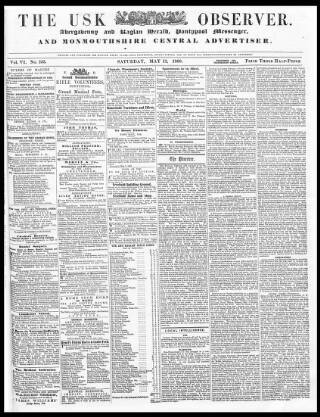 cover page of Usk Observer published on May 12, 1860
