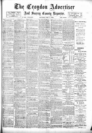 cover page of Croydon Advertiser and East Surrey Reporter published on May 11, 1889