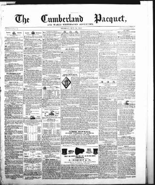 cover page of Cumberland Pacquet, and Ware's Whitehaven Advertiser published on May 11, 1841