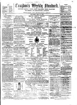 cover page of Croydon's Weekly Standard published on May 12, 1877