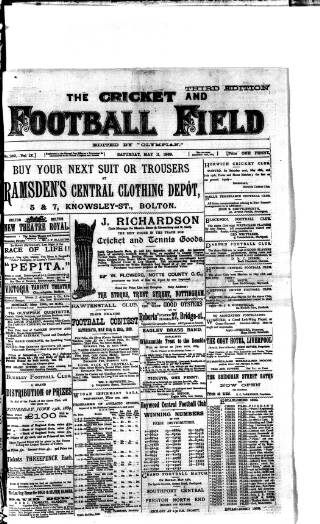 cover page of Cricket and Football Field published on May 11, 1889