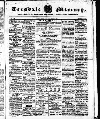 cover page of Teesdale Mercury published on May 12, 1858