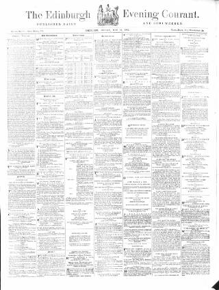 cover page of Edinburgh Evening Courant published on May 12, 1862