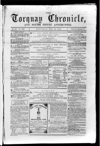 cover page of Torquay Chronicle and South Devon Advertiser published on May 24, 1862