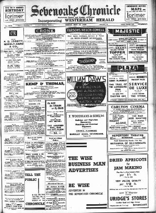 cover page of Sevenoaks Chronicle and Kentish Advertiser published on May 12, 1939
