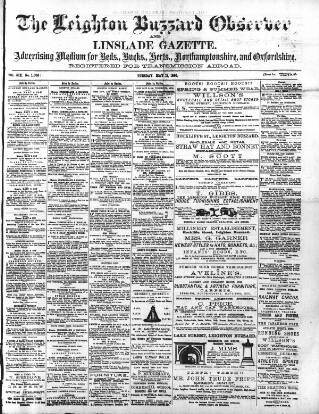 cover page of Leighton Buzzard Observer and Linslade Gazette published on May 11, 1880