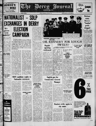 cover page of Derry Journal published on May 11, 1973