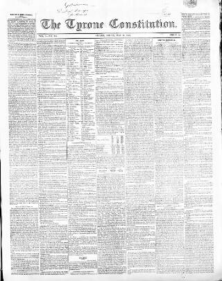 cover page of Tyrone Constitution published on May 11, 1849