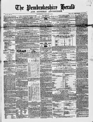 cover page of Pembrokeshire Herald published on May 12, 1854