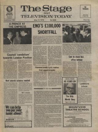 cover page of The Stage published on May 11, 1978