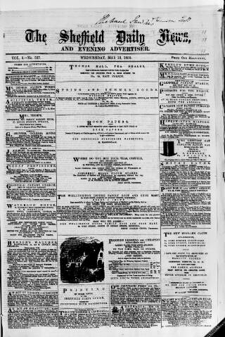cover page of Sheffield Daily News published on May 12, 1858