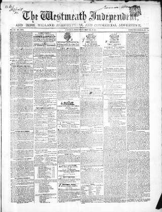 cover page of Westmeath Independent published on May 11, 1850