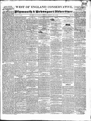 cover page of Western Courier, West of England Conservative, Plymouth and Devonport Advertiser published on May 11, 1842