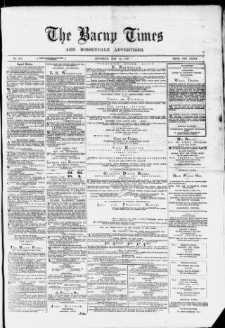 cover page of Bacup Times and Rossendale Advertiser published on May 12, 1877