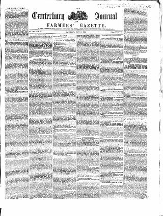 cover page of Canterbury Journal, Kentish Times and Farmers' Gazette published on May 11, 1861