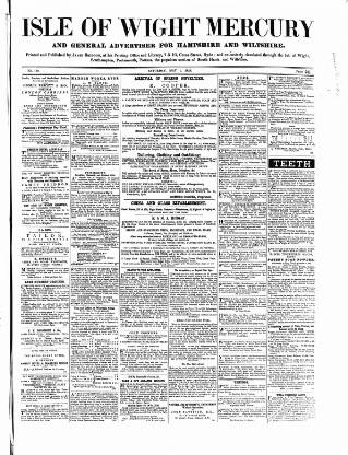 cover page of Isle of Wight Mercury published on May 1, 1858
