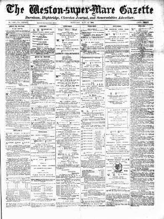 cover page of Weston-super-Mare Gazette, and General Advertiser published on May 12, 1883