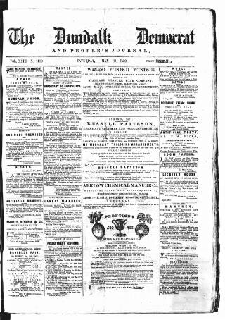 cover page of Dundalk Democrat, and People's Journal published on May 11, 1872