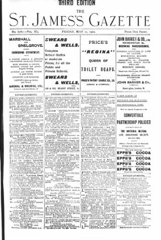 cover page of St James's Gazette published on May 11, 1900