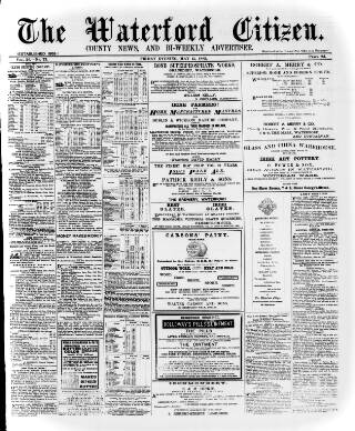 cover page of Waterford Citizen published on May 15, 1885