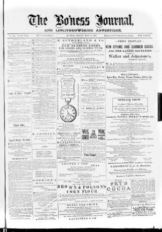 cover page of Bo'ness Journal and Linlithgow Advertiser published on May 11, 1888