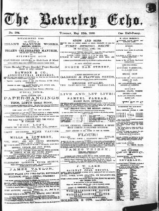 cover page of Beverley Echo published on May 12, 1885
