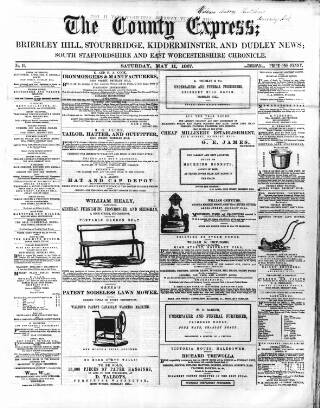 cover page of County Express; Brierley Hill, Stourbridge, Kidderminster, and Dudley News published on May 11, 1867
