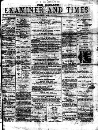 cover page of Midland Examiner and Times published on May 12, 1877