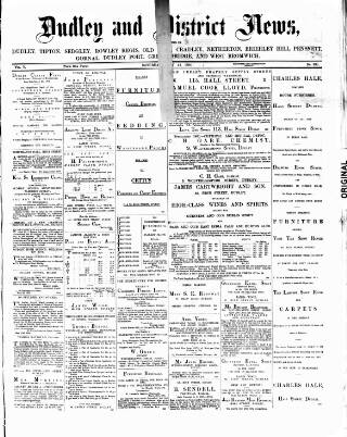 cover page of Dudley and District News published on May 24, 1884