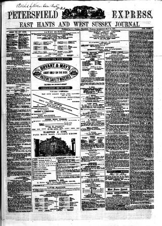 cover page of Petersfield Express published on May 11, 1869