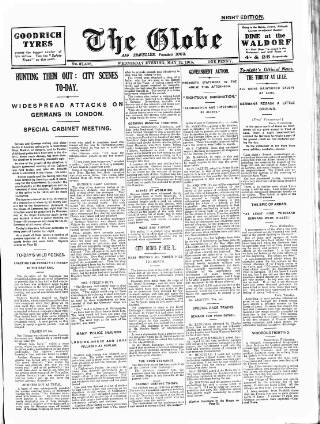 cover page of Globe published on May 12, 1915