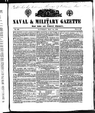 cover page of Naval & Military Gazette and Weekly Chronicle of the United Service published on May 12, 1838
