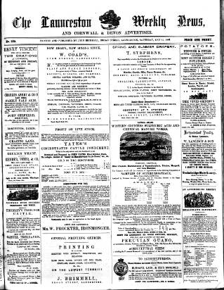 cover page of Launceston Weekly News, and Cornwall & Devon Advertiser. published on May 11, 1861