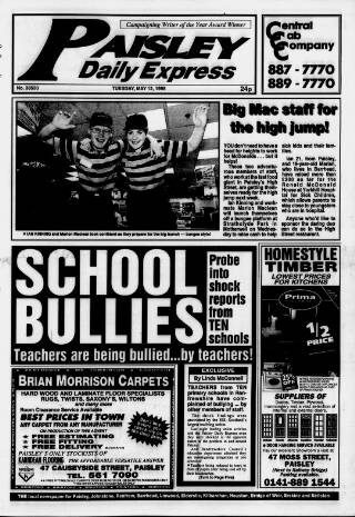 cover page of Paisley Daily Express published on May 12, 1998