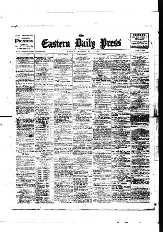cover page of Eastern Daily Press published on May 12, 1910