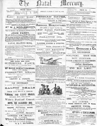 cover page of Natal Mercury published on May 11, 1878