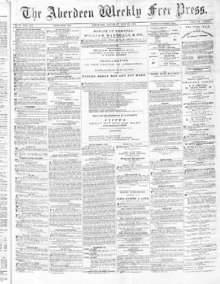 cover page of Aberdeen Weekly Free Press published on May 25, 1872