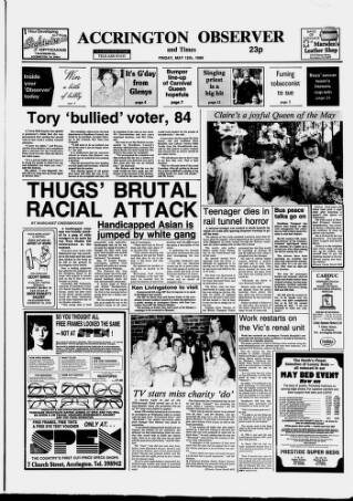 cover page of Accrington Observer and Times published on May 12, 1989