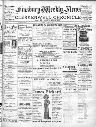 cover page of Finsbury Weekly News and Chronicle published on May 27, 1910