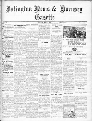 cover page of Islington News and Hornsey Gazette published on May 17, 1918