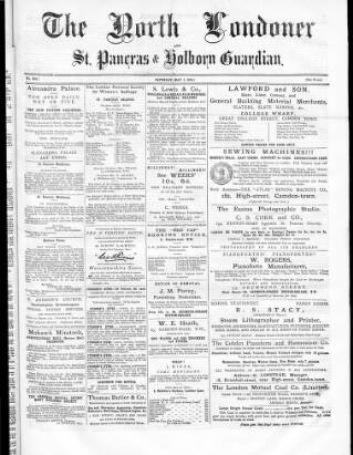 cover page of North Londoner published on May 1, 1875