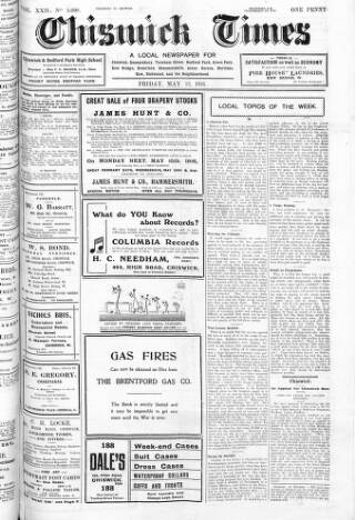 cover page of Chiswick Times published on May 12, 1916