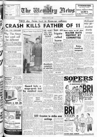 cover page of Wembley News published on May 3, 1963