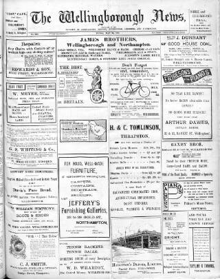 cover page of Wellingborough News published on May 22, 1908